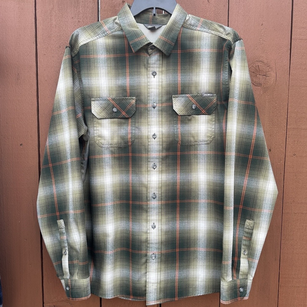 Eddie Bauer Shirt Mens XLT Tall Green Plaid Button Down L/S Quick Dry Camping VN
